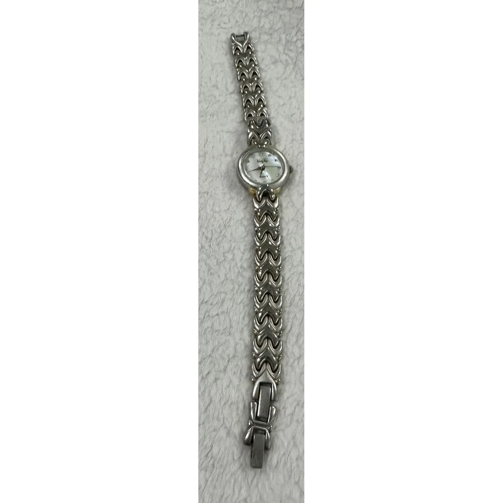 Womens Pearl Dial Vanity Fair VFW535 Quartz Silver Tone Band W/Gold Accent Watch